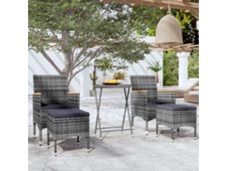 Conjunto de bistró de jardín DKD Home Decor, mimbre, gris, vidrio templado