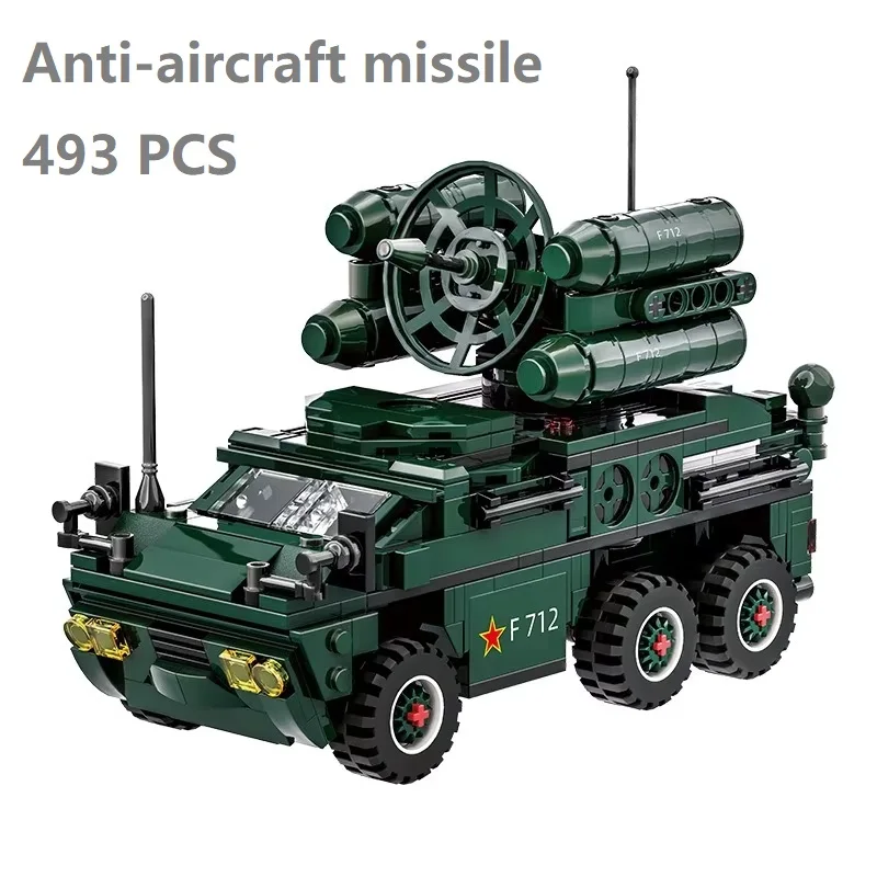 (4511) Bloque De Construcción De Ensamblaje Militar De 493 Piezas Moc, Modelo De Blindaje De Vehículo De Misiles Antiaéreos