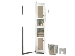 Columna de baño, frontal de ratán, diseño compacto, blanca.
