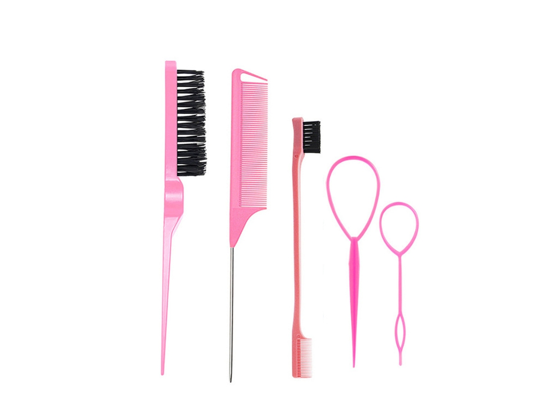Tommy01 Juego de 5 herramientas para peinar el cabello, rosa, plástico