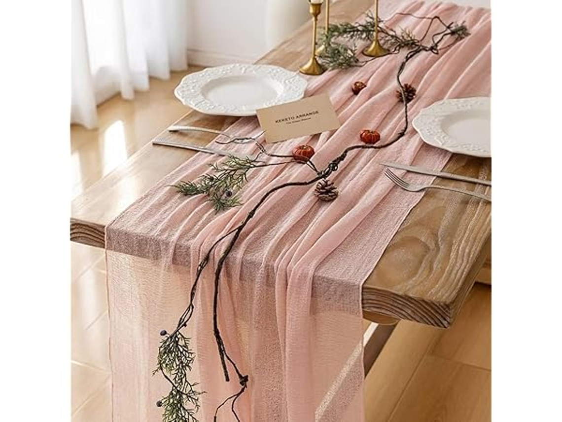 Mantel De Gasa Estilo Bohemio. Perfecto Para Despedidas De Soltera, Fiestas De Cumpleaños Y Otros Aniversarios (90 X 300 Cm).