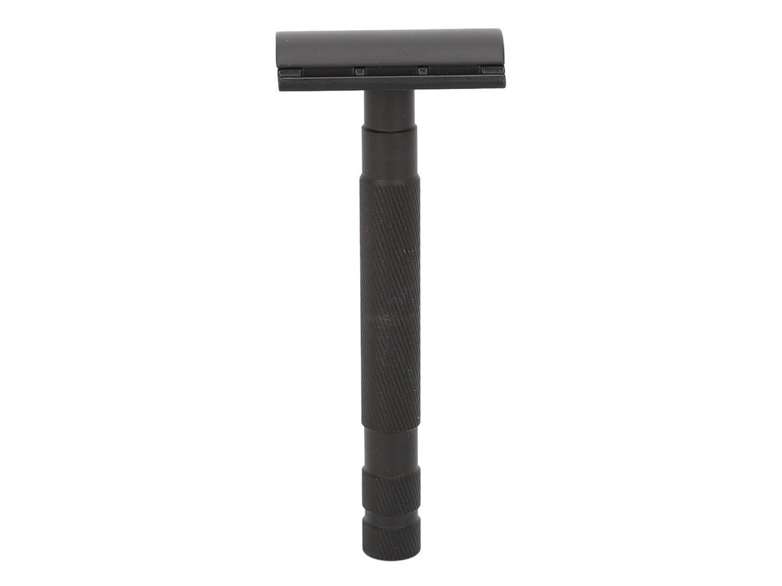Porta Cuchilla De Barbijo De Doble Filo Manual Con Mango Largo Reutilizable Antideslizante Negro Para Barberos