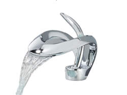 Grifo de lavabo en cascada, monomando, diseño contemporáneo, grifo mezclador cromado OEM