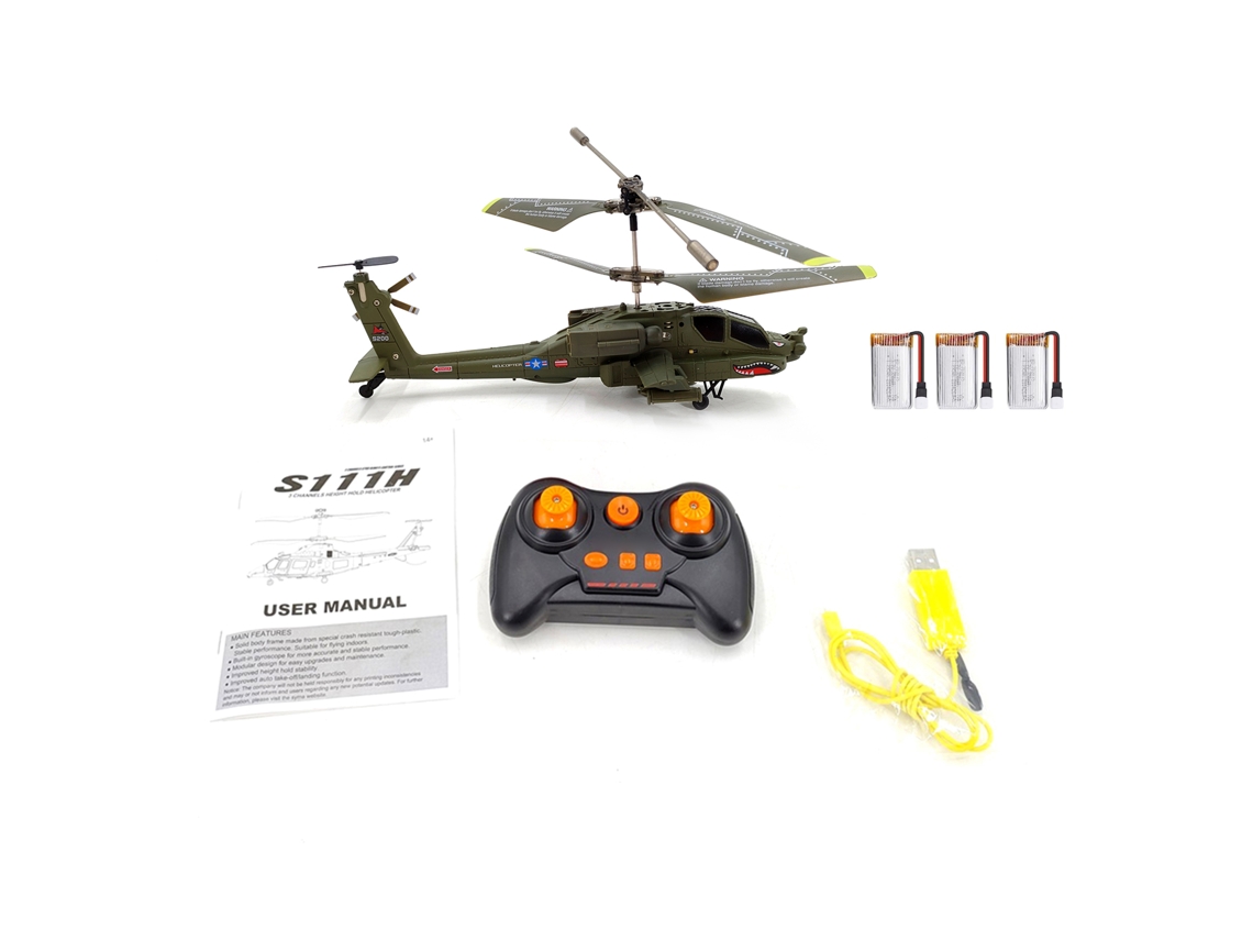 Helicóptero Teledirigido Syma S109h Con Altitud Fija, 2.4 Ghz, Juguete Para Niños Y Adultos, 3 Baterías.