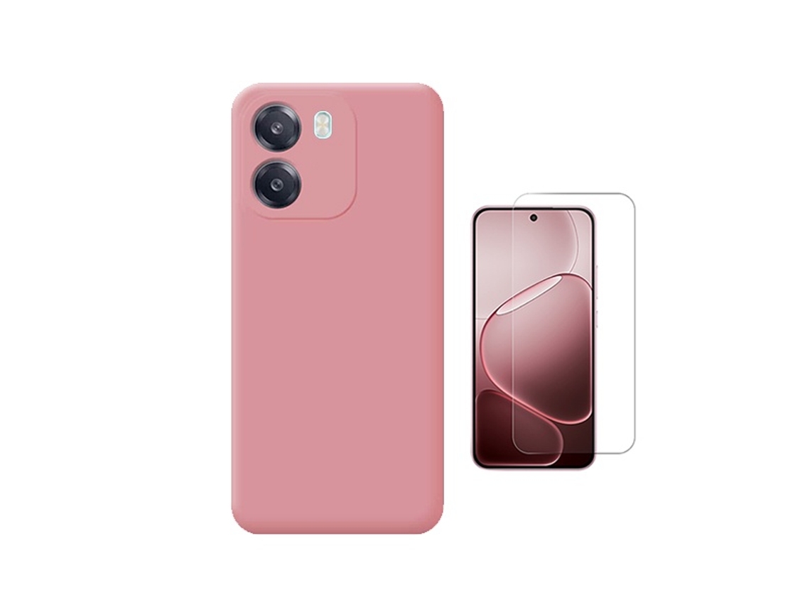 Kit Vidro Clearglass Capa Silicone Líquido Phonecare Para Oppo A6 4g - Rosa