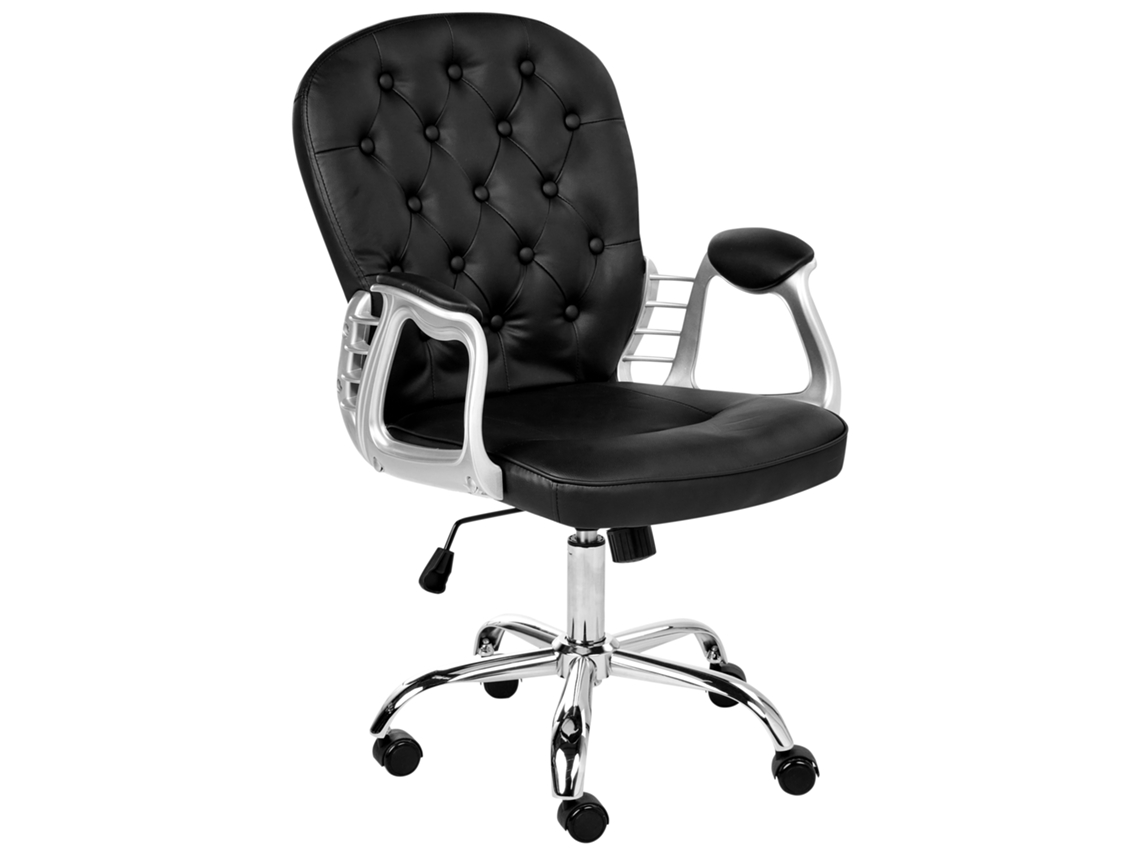Silla de oficina BELIANI Princess de Piel sintética Negro 60x60x108