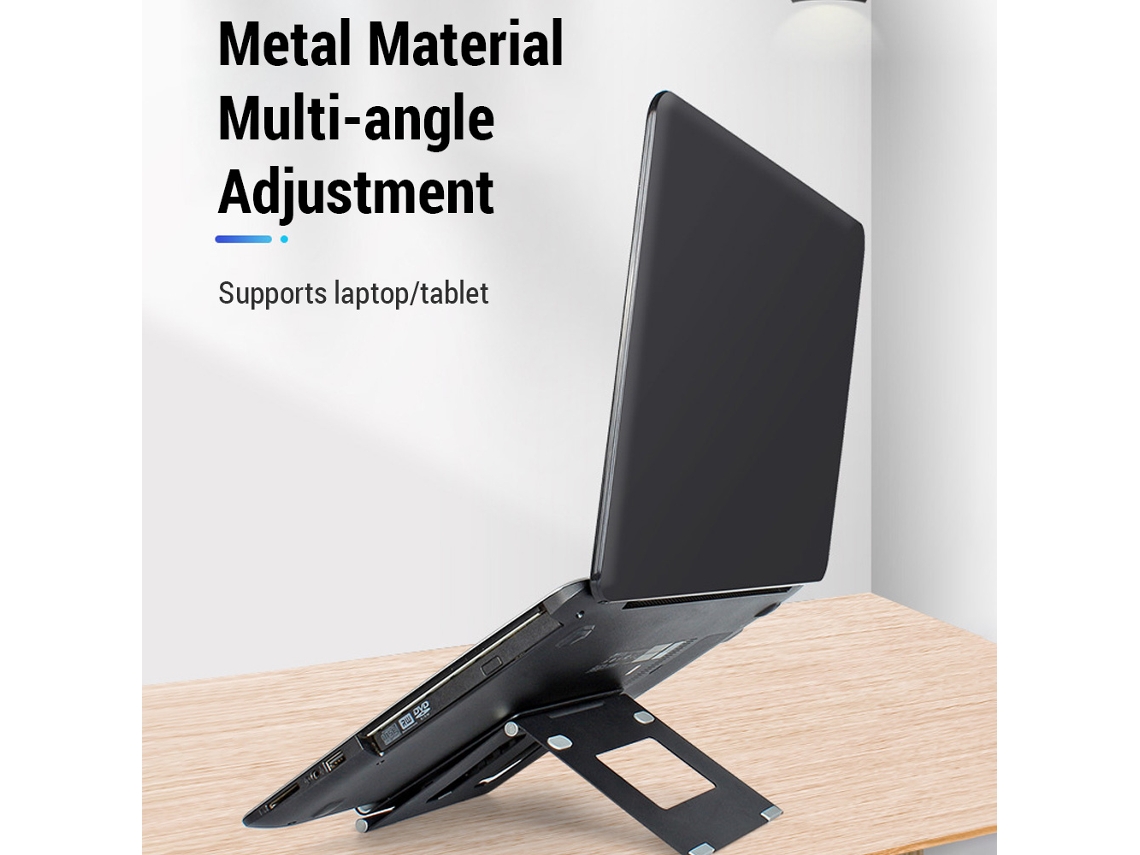 Suporte Universal Para Laptop E Tablet Ajustável Portátil Dissipação De Calor Preto Para Mesa