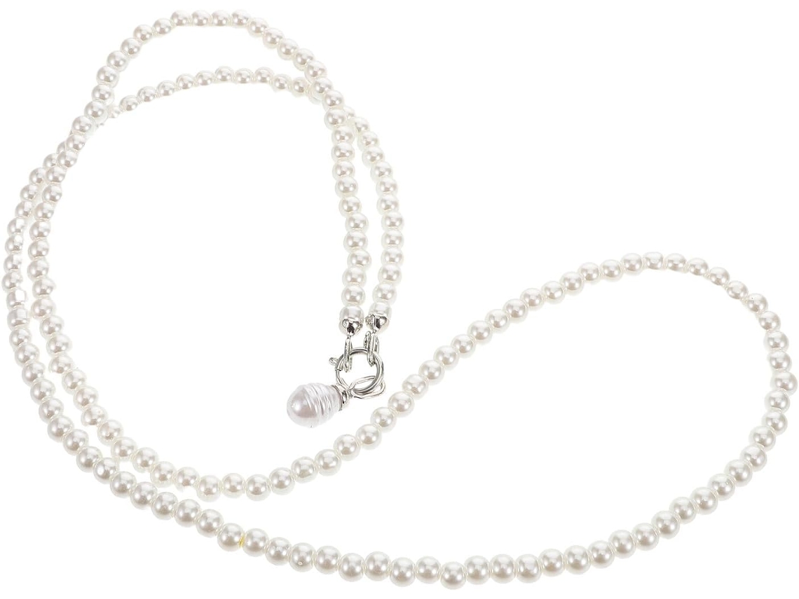 Cadena Blanca Para Teléfono Móvil Con Perlas De Imitación Y Correa De Muñeca Desmontable.