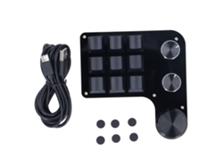 Teclado mecánico para juegos mini USB de 9 teclas, 3 botones programables, interruptores RGB rojos y almacenamiento integrado.