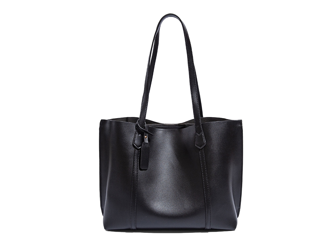 Bolso De Hombro Grande De Pu Para Mujer, Estilo Casual, Con Capacidad Suficiente Para El Trabajo, Color Negro.