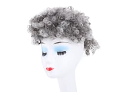 Pieza De Pelo Con Moño Rizado Corto Desordenado Con Fleco Y Cordón Elástico