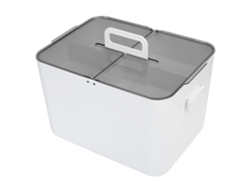 Caja Portátil De Plástico Blanco De Doble Capa Para Guardar Medicamentos, Con Compartimentos.