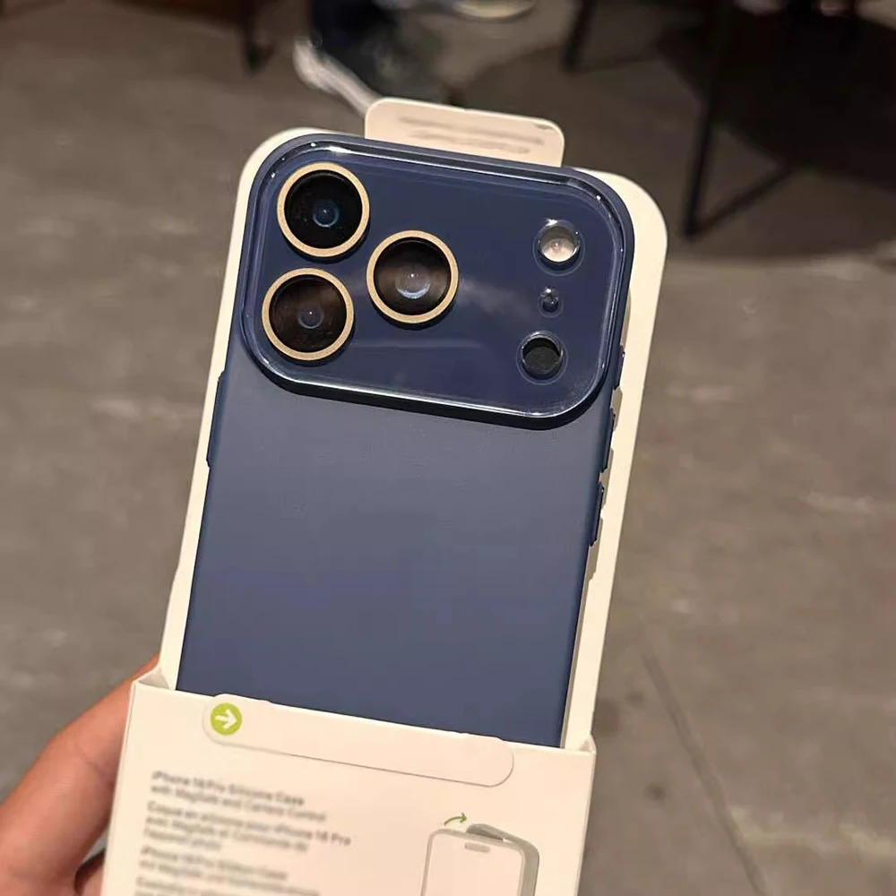 (iphone 16 Pro Azul Marino) Funda De Cristal Para Cámara De Iphone, Cubierta Trasera A Prueba De Golpes