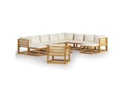 Maison Exclusive - Muebles De Jardín 12 Pzas Cojines Crema Madera Maciza Acacia