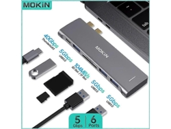 Estación de acoplamiento 6 en 2 para MacBook Air Pro, iPad, Thunderbolt, portátil, USB 3.0, SD, TF, diseño ultracompacto Chaberlu