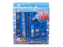Set De Utensilios Escolares Infantiles Con Dibujos Animados Lápices Azules Bolígrafo Goma Tijeras Para Niños Hogar Viaje