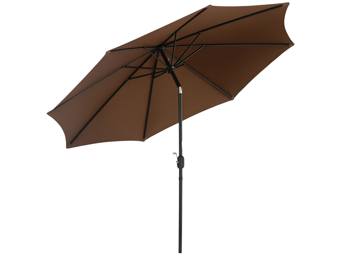 Sombrilla De Jardín Ø295x250 Cm Con Manivela Parasol Exterior Con Mecanismo De Inclinación Y Poste Desmontable De Metal Para Terraza Piscina Patio