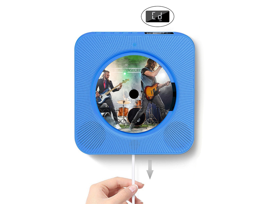 Reproductor De Cd Portátil Bluetooth Con Interruptor De Cable Para El Hogar Y La Escuela - Azul