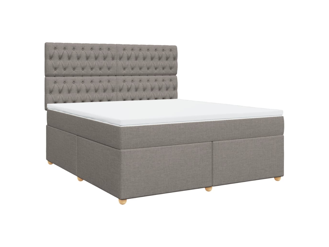 Maison Exclusive - Cama Box Spring Con Colchón Tela Gris Taupe 180x200 Cm