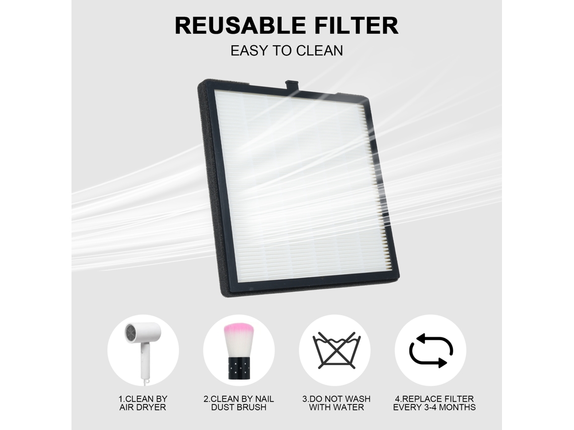 Aspiradora de uñas Rebe de 100 W con luz, 4500 rpm, filtro reutilizable, herramienta portátil para salones de manicura.