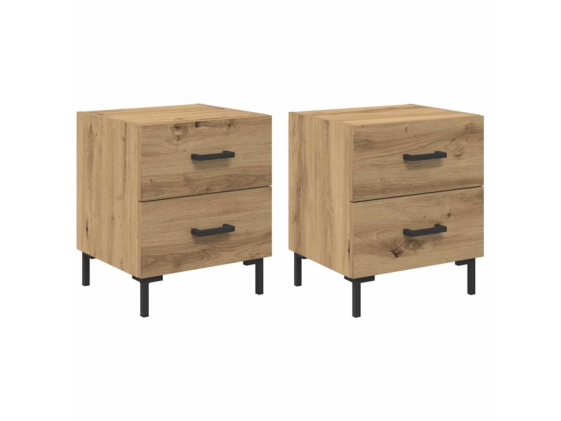 Juego de 2 mesitas de noche de roble hechas a mano 40x35x47,5 cm MAISON EXCLUSIVE