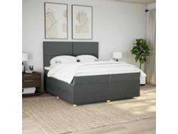 Cama Box Spring Con Colchón Tela Gris Oscuro 200x200 Cm