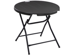 Mesa Redonda Plegable De Ø80 Cm, Madera Gris, 4 Piezas.