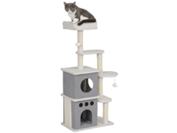 Arranhador Gatos 126 Cm Ninhos Plataformas Bolas Sisal Creme