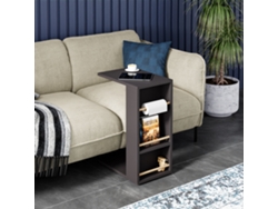 Mesa auxiliar Siikainen con ruedas y barra anticaída 65x44x29cm - Negro [EN.CASA]
