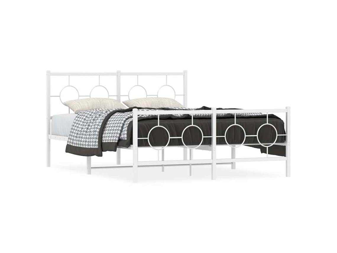 Maison Exclusive - Estructura Cama Sin Colchón Con Estribo Metal Blanco 140x200 Cm