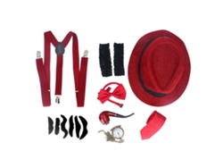 Conjunto De Disfraces De Abuelo 1920 Para Niños Con Porteadores Sombrero Reloj Pipa Corbata Lentes Barba 100 Días Colegio Burgundy
