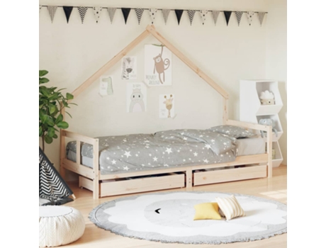 Estructura De Cama Infantil VIDAXL Marrón Madera (80x200 cm)
