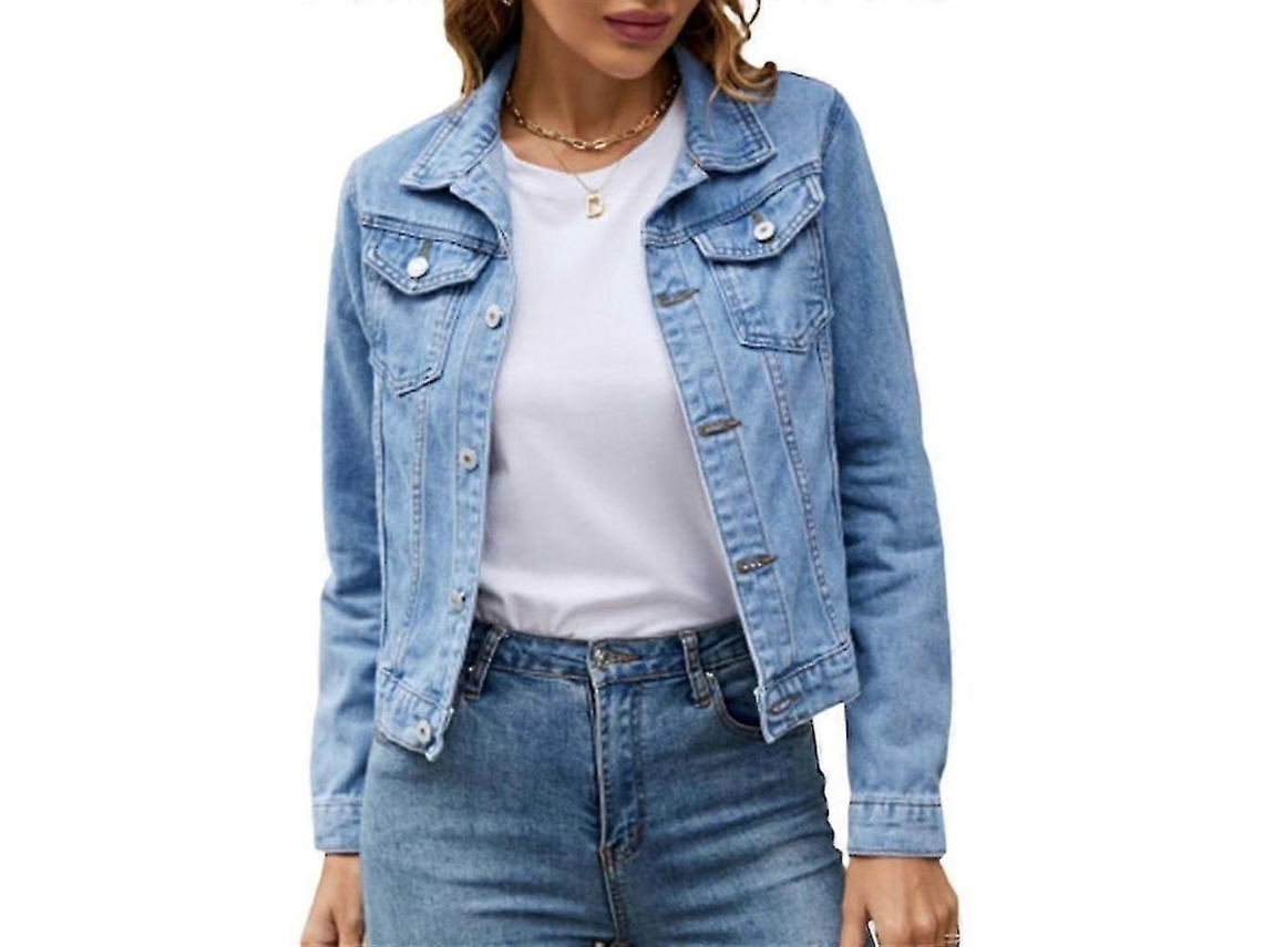 2026-chaqueta Vaquera Corta Mujer Manga Larga Con Hebilla Bolsillo S2024123014671