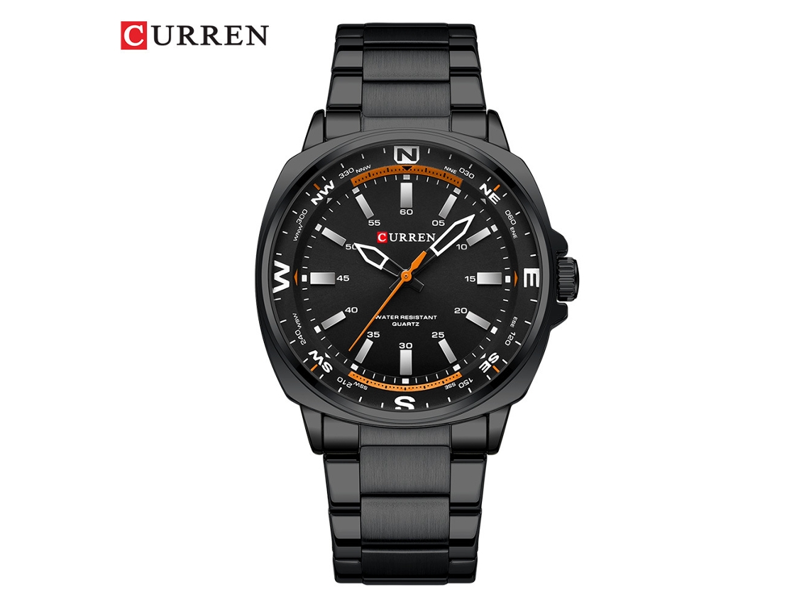 Reloj De Cuarzo De Acero Para Hombre (negro), Esfera Cuadrada Única Y Creativa.