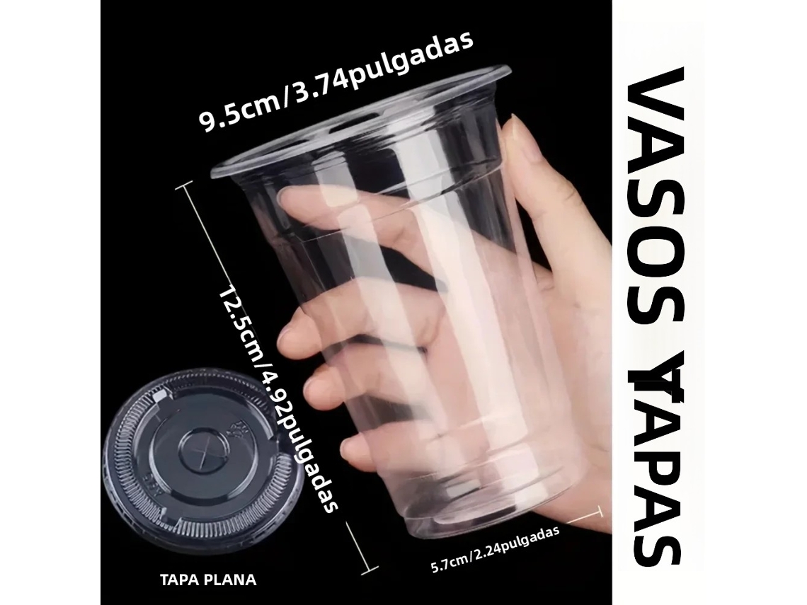 Juego De 50 Vasos De Plástico Desechables (16 Oz) Con Tapa