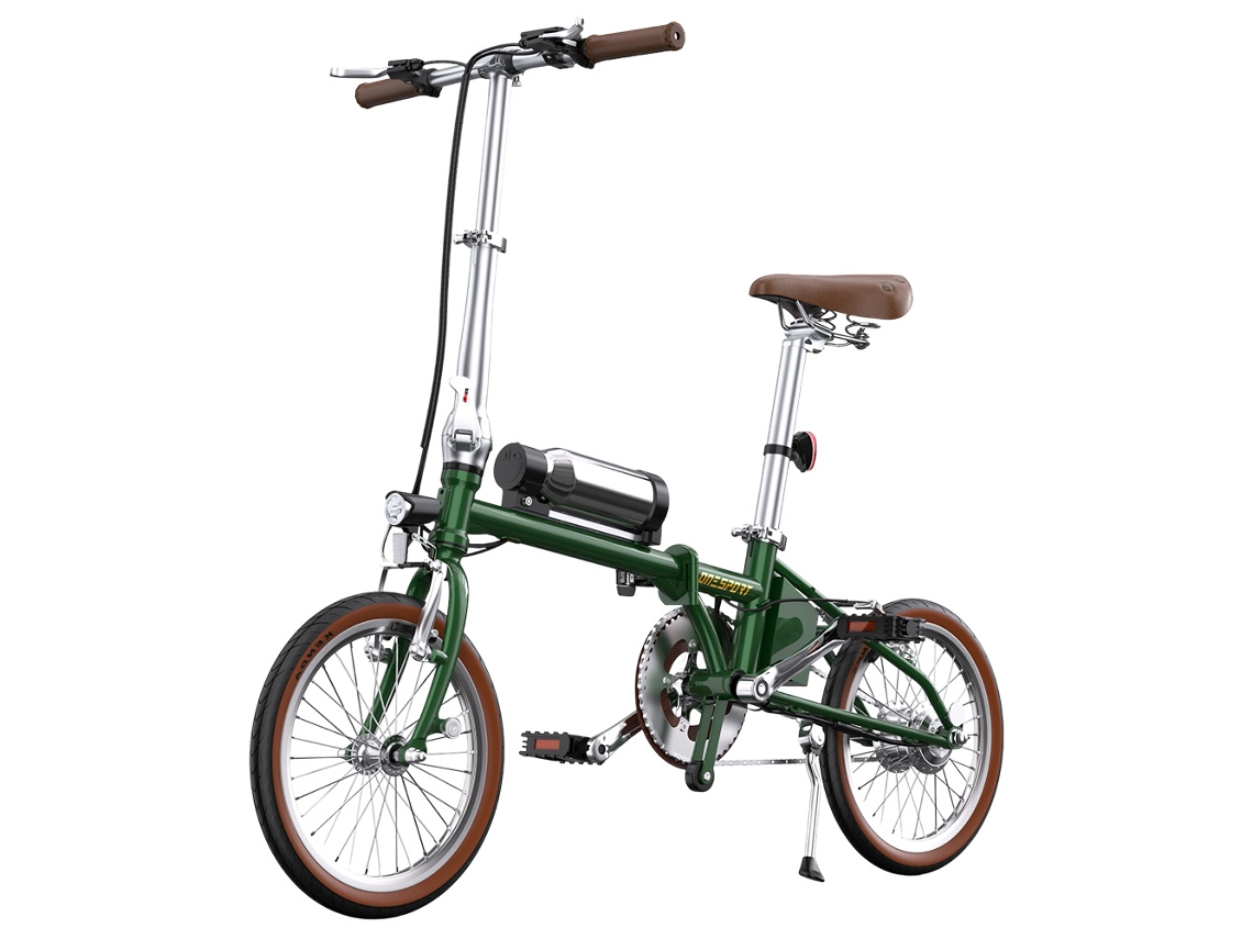 Bicicleta Eléctrica Plegable Onesport Ot02 Verde, 250 W, 36 V, 5,2 Ah, 16", Hasta 25 Km/h, Autonomía De 25 Km, Ultraligera Y Compacta.