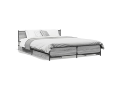 Maison Exclusive - Cama Con Cajones Madera De Ingeniería Gris Sonoma 135x190 Cm