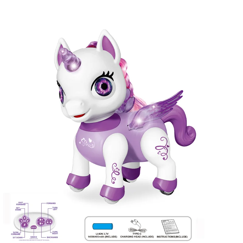 (unicornio Morado) Juguete Robot De Control Remoto, Juguete Robot Mascota Bailarina