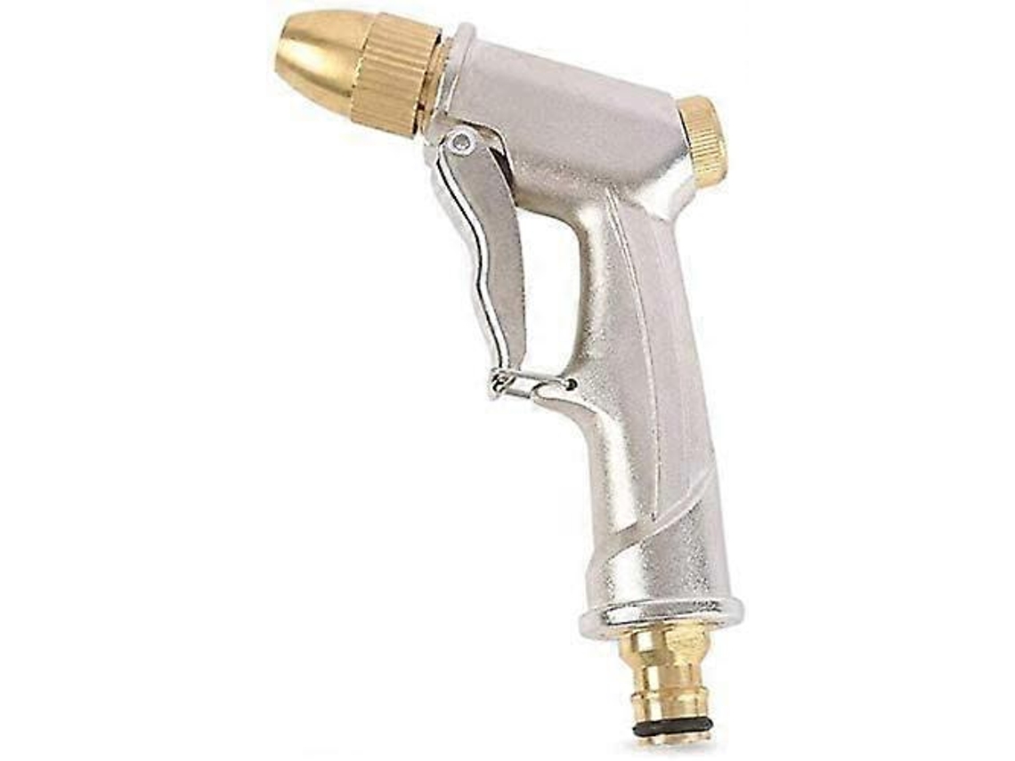 Pistola de riego de jardín de metal de alta presión con botón de control de flujo fácil