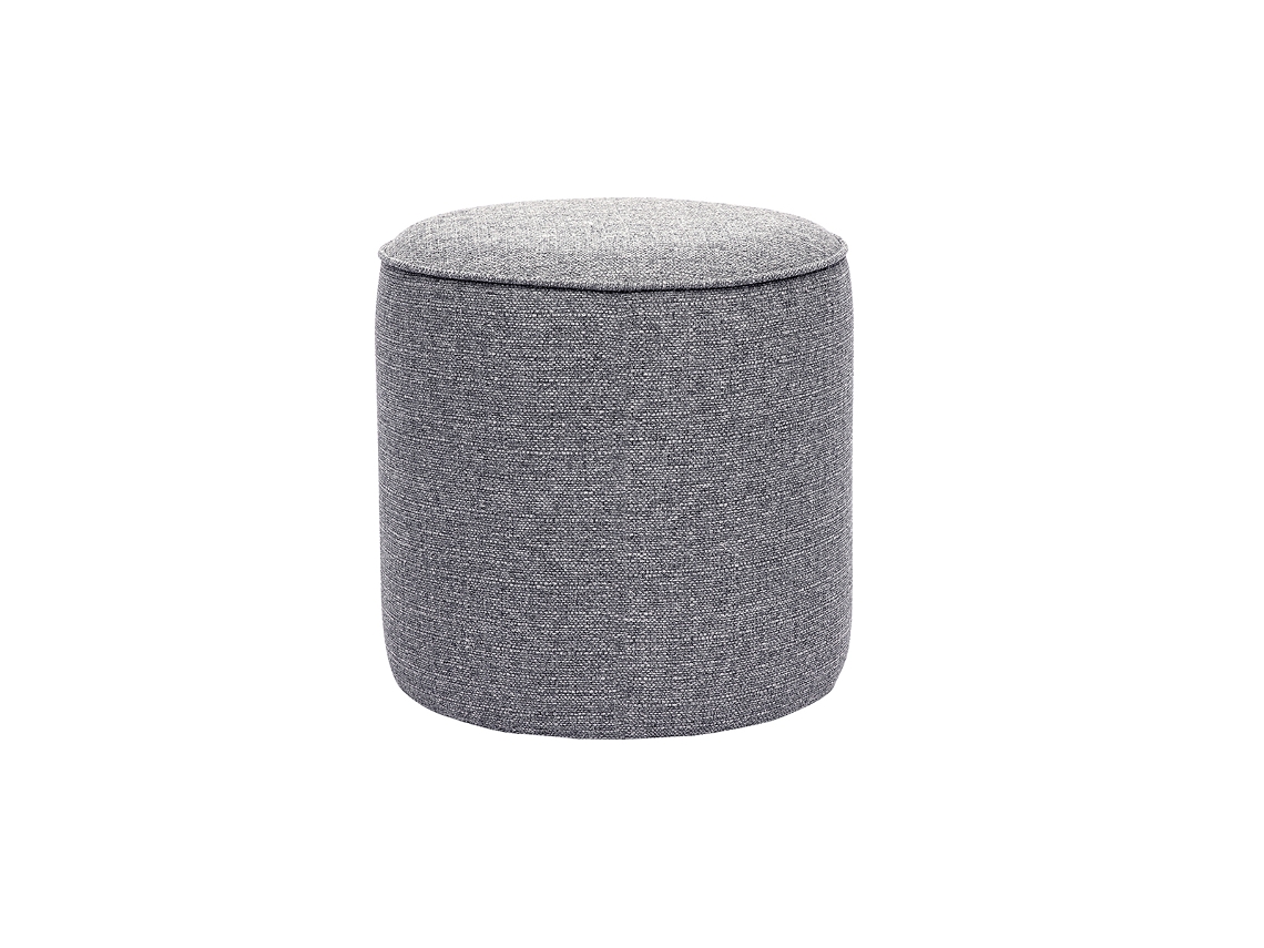 Puf redondo de tela gris claro de 40 cm de diámetro, de Paul Miliboo