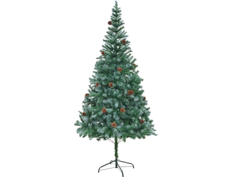 vidaXL Árbol de Navidad artificial con piñas 210 cm