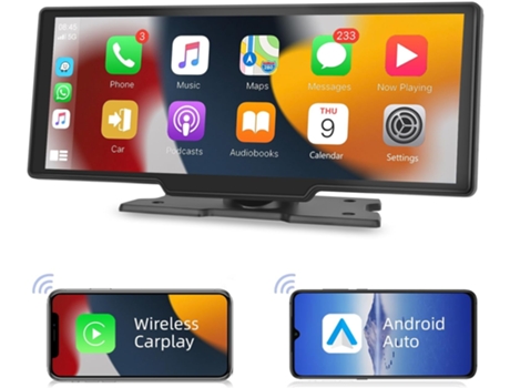 Pantalla táctil inalámbrica de 10.26" VENISYMLIS, receptor de audio portátil para coche compatible con Android Auto, Apple Carplay.