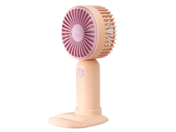 Ventilador portátil recargable por USB con base rosa