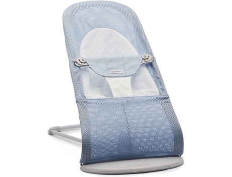 Hamaca Balance Soft BABYBJÖRN Mesh Sky Blue White con Marco Gris Claro