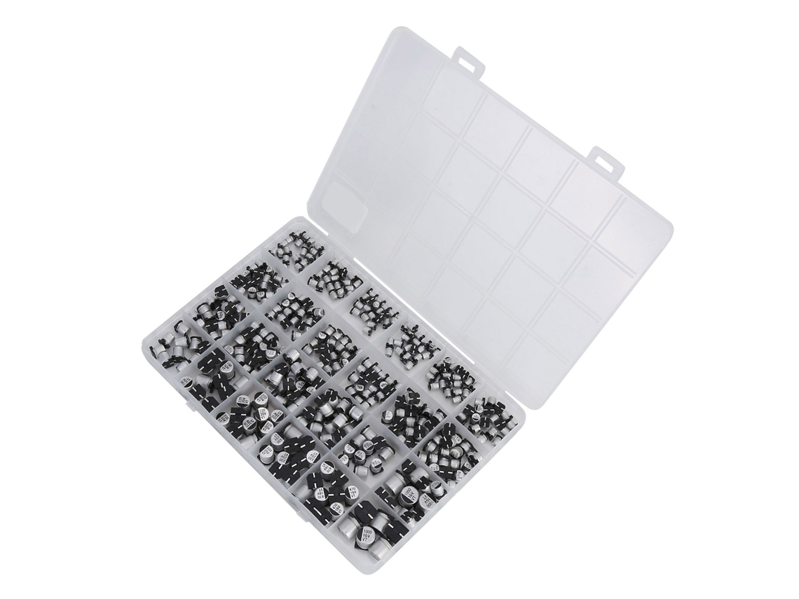 Kit 2026dz de 400 condensadores electrolíticos SMD de aluminio, 24 valores, 1uF-1000uF, 6.3V-50V