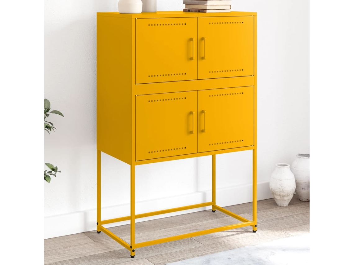 Aparador De Acero Amarillo Mostaza 68,5x38,5x107 Cm