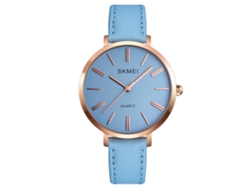 Reloj De Pulsera De Cuarzo Para Mujer Con Correa De Cuero Sintético Azul, Ideal Para Uso Casual.