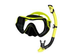 Máscara de buceo antivaho Siurn, set de snorkel seco amarillo y negro