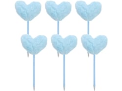 Conjunto de 6 estojos para caneta azuis em formato de coração com borlas - macios e delicados para mulheres.