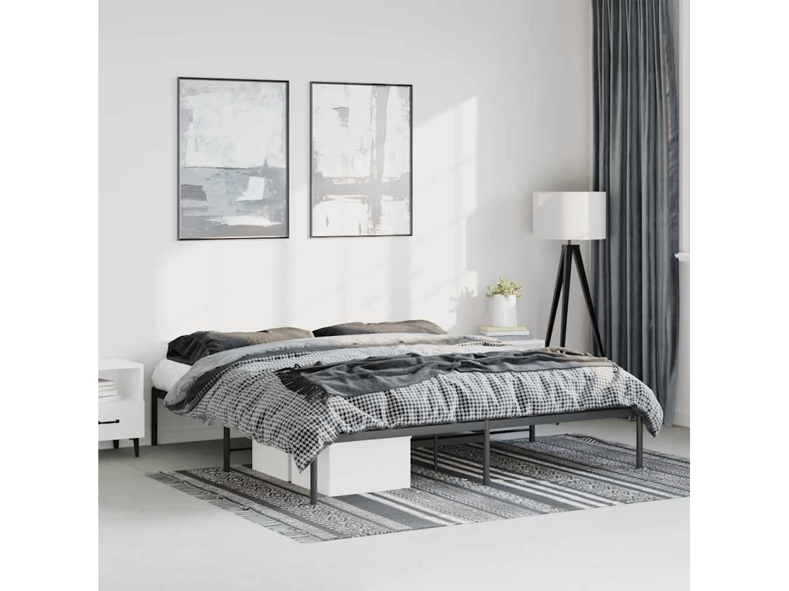 Estructura De Cama De Metal Negro 183x213 Cm